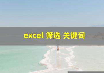 excel 筛选 关键词